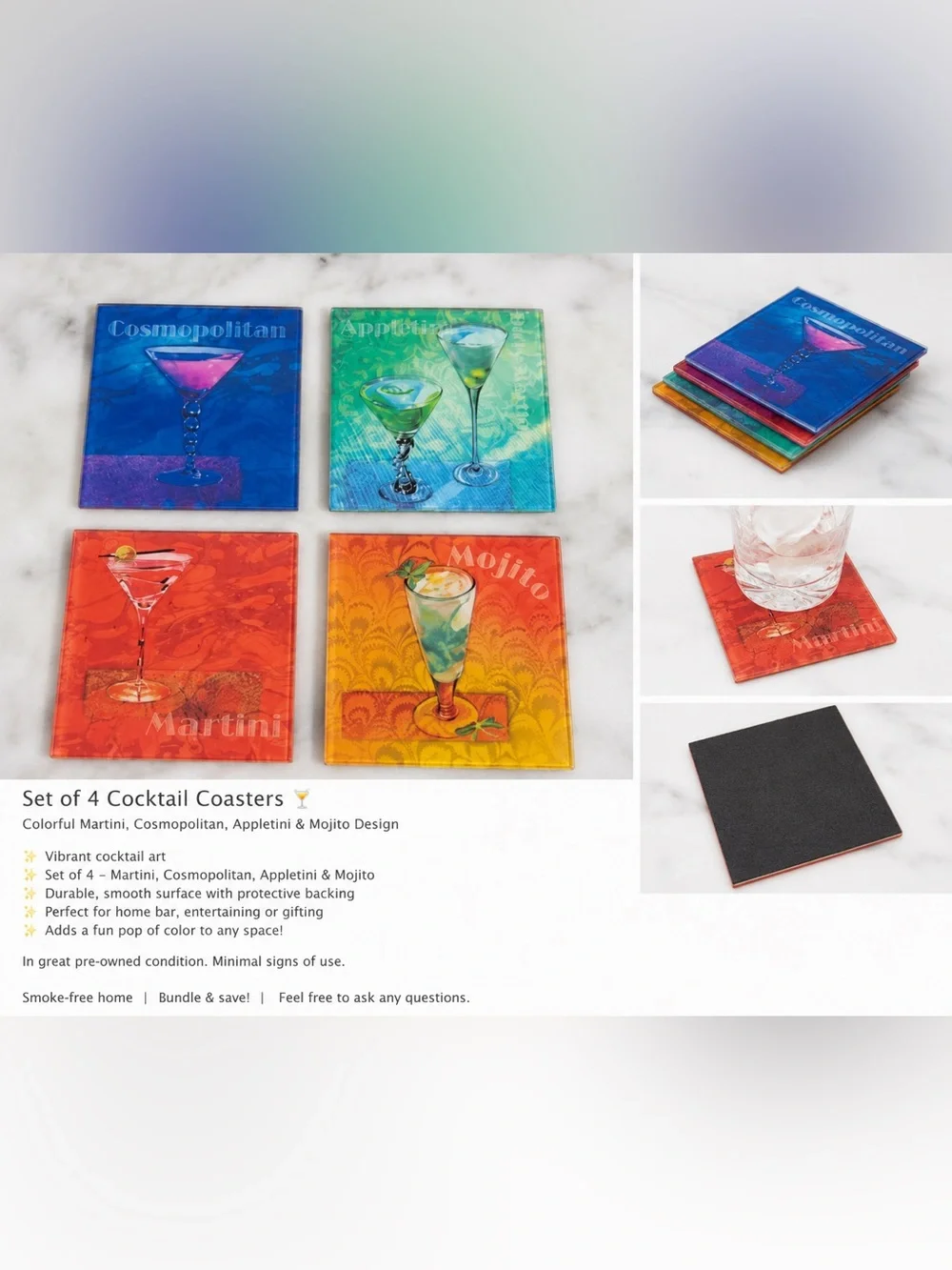 Pier 1 Coaster Set - Blue, Green, Red, Orange